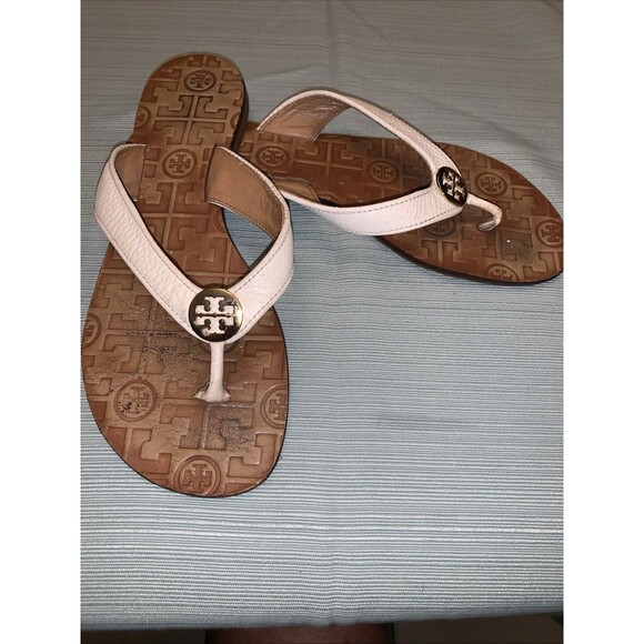 Tory Burch White Thora Sandals Sz 7 - Picture 4 of 4